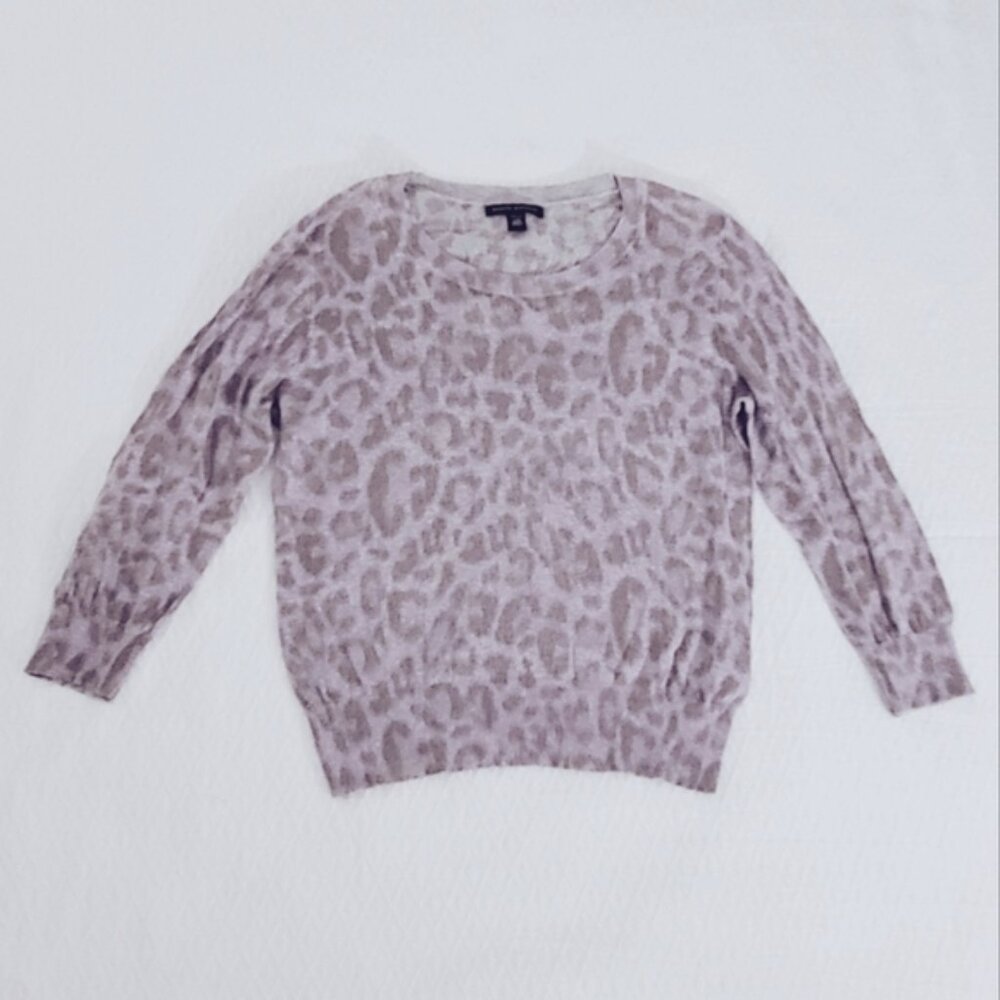 Banana Republic Petite- Cool Lavender Grey Cheetah Print Pullover Sweater- L